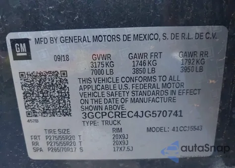 2018 Chevrolet Silverado 1500 1Lt from USA, damaged, VIN 3GCPCREC4JG570741